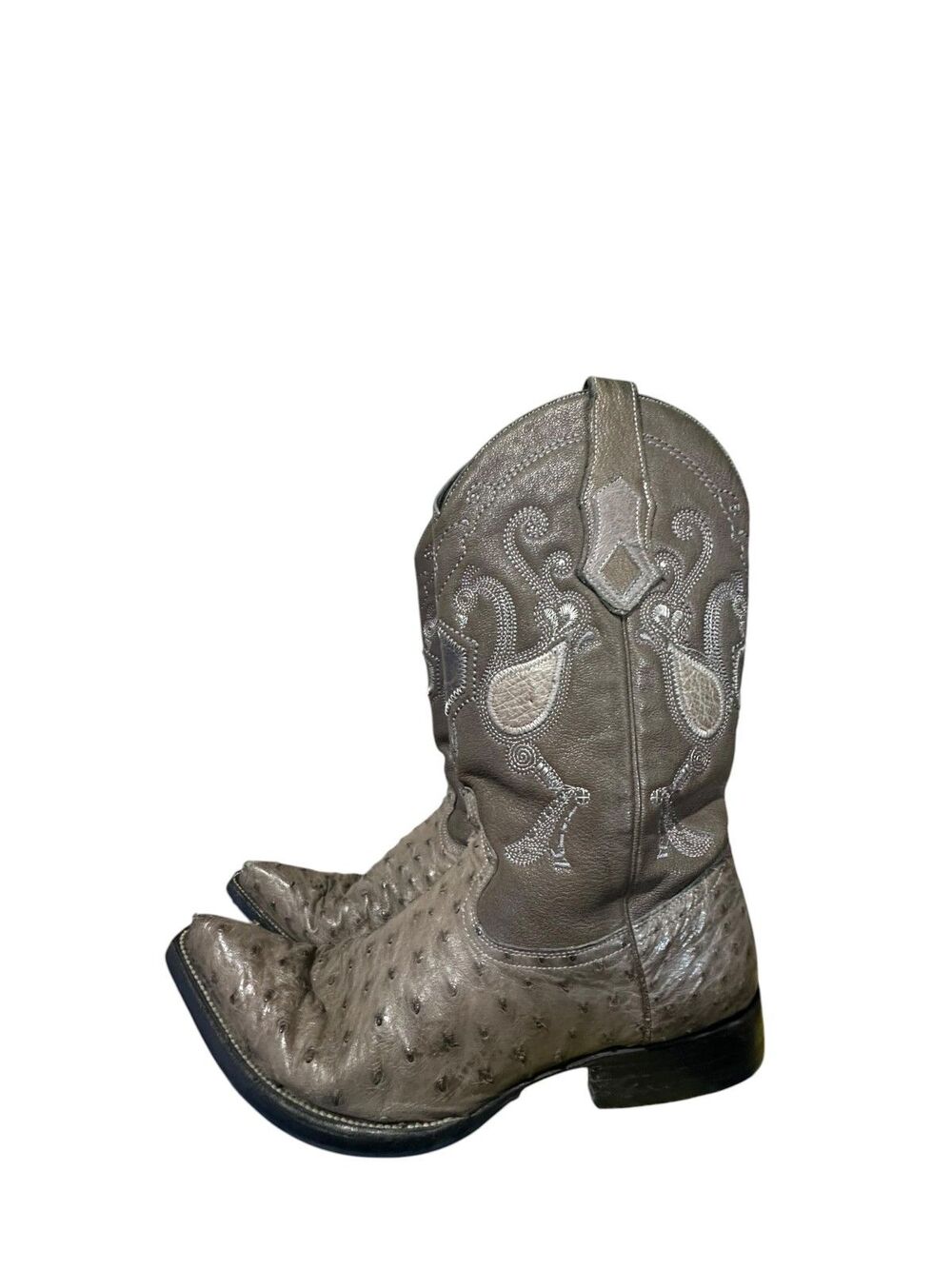 Cuadra Grey Ostrich Cowboy Boots Western Cowboy Leather Quilled Mens Sz 8.5